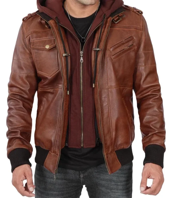 Men's Brown Bomber Leather Jacket