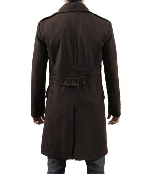 Double Breasted Chocolate Brown Wool Coat