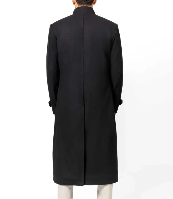 McGhee Men's Black Long Wool Overcoat