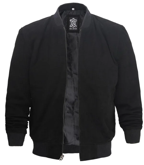 Black Suede Bomber Jacket