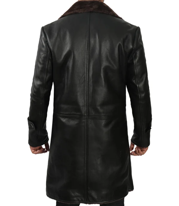 Black Real Leather Shearling Coat