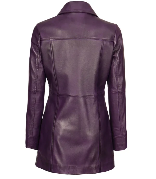 Leather Purple 3/4 Length Coat