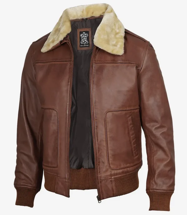 Brown Bomber Leather Jacket