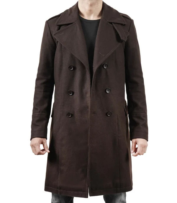 Double Breasted Chocolate Brown Wool Coat