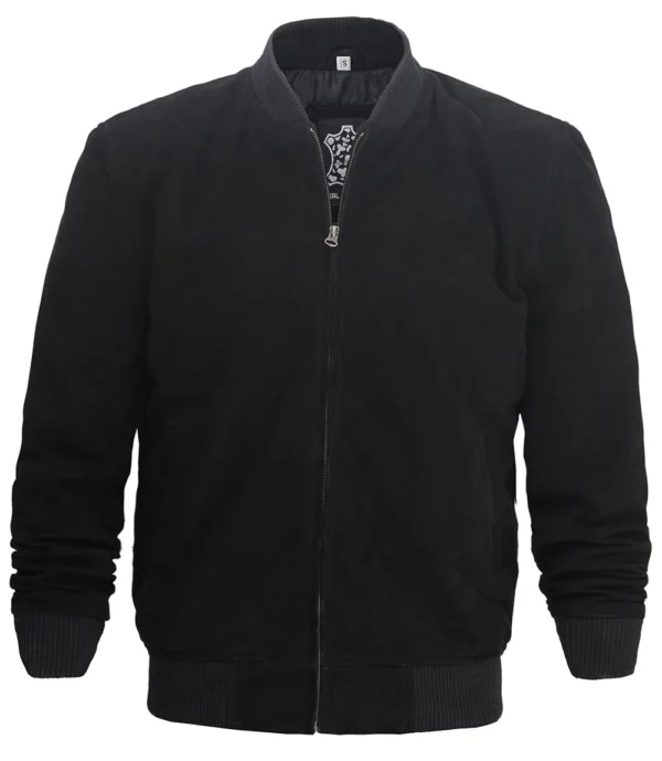 Black Suede Bomber Jacket