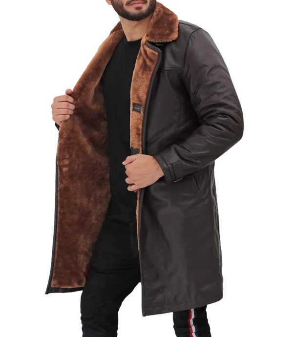 Dark Brown 3/4 Vintage Shearling Coat