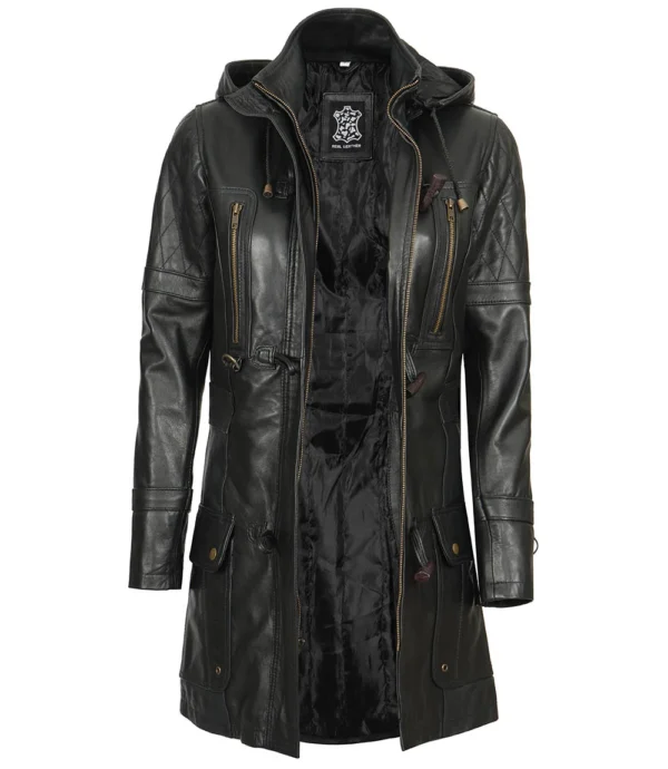 Black 3 4 Length Leather Coat