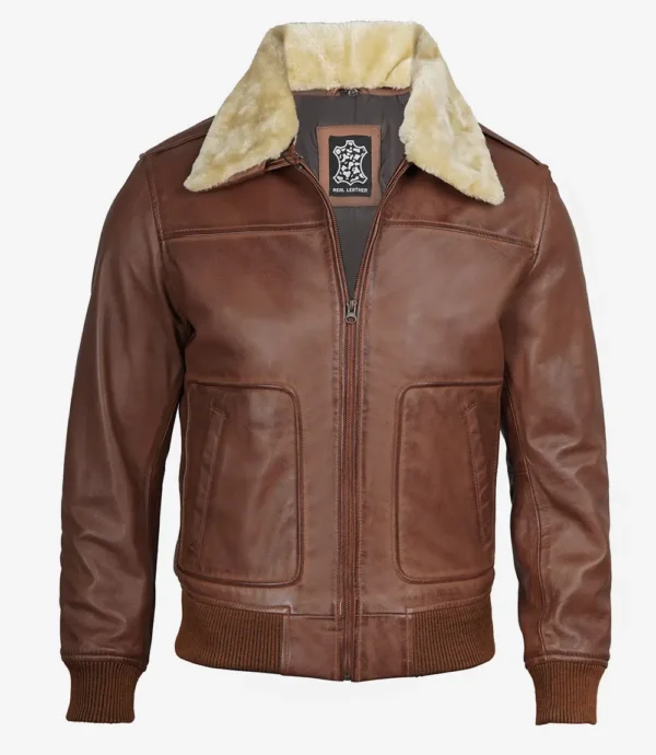 Brown Bomber Leather Jacket