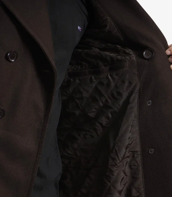 Double Breasted Chocolate Brown Wool Coat