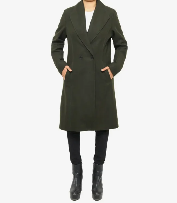 Dark Green Wool Coat - Double Breasted