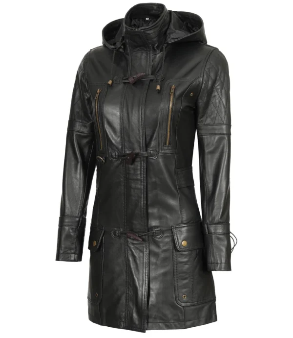 Black 3 4 Length Leather Coat
