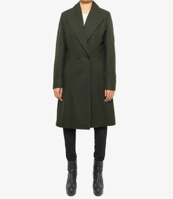 Dark Green Wool Coat - Double Breasted