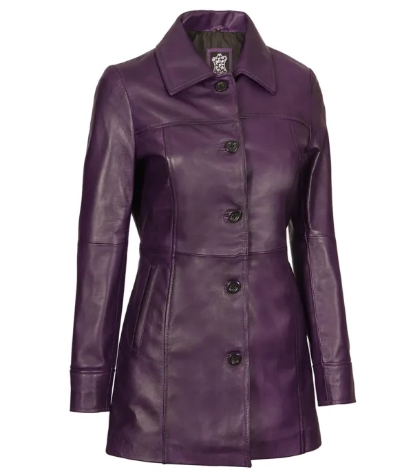 Leather Purple 3/4 Length Coat