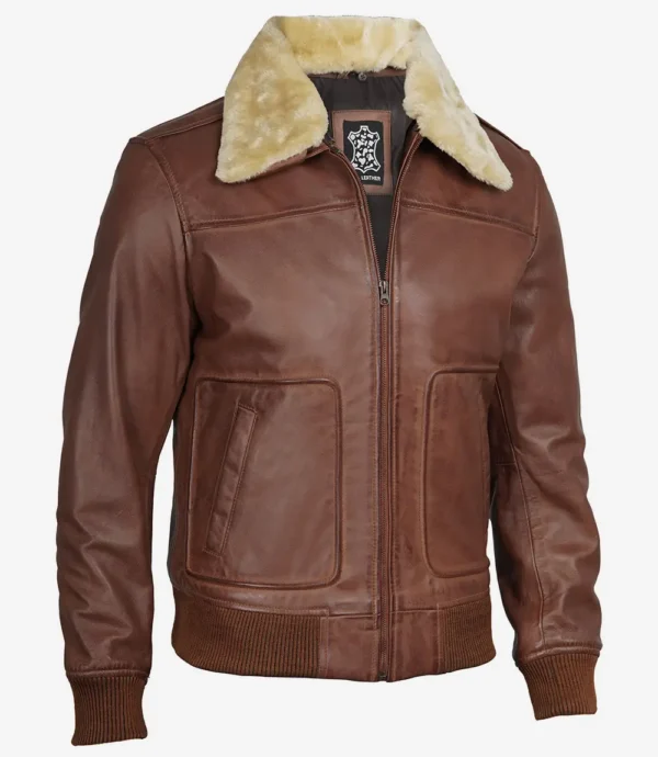 Brown Bomber Leather Jacket
