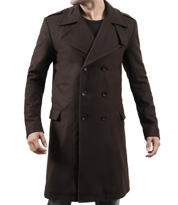 Double Breasted Chocolate Brown Wool Coat
