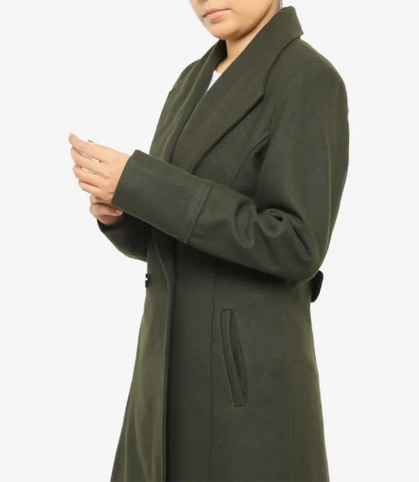 Dark Green Wool Coat - Double Breasted