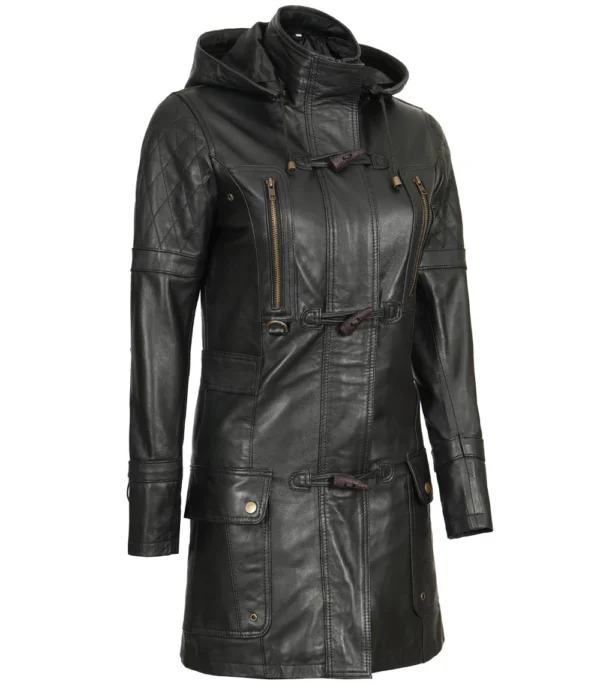 Black 3 4 Length Leather Coat