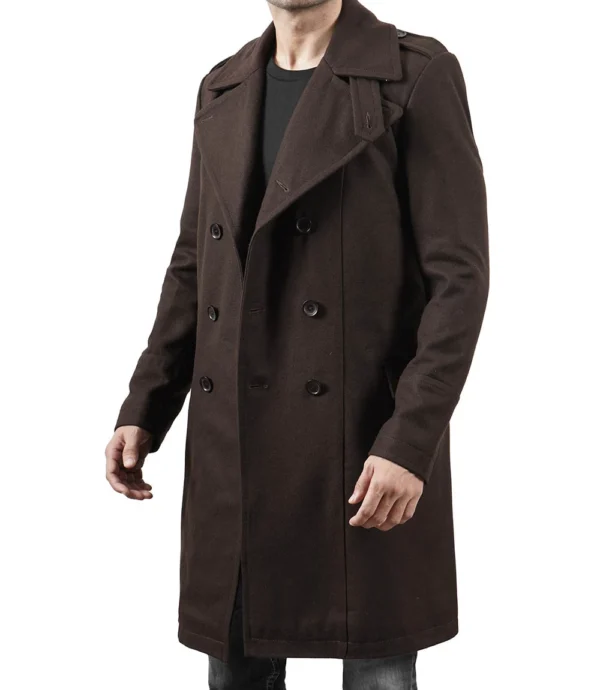 Double Breasted Chocolate Brown Wool Coat