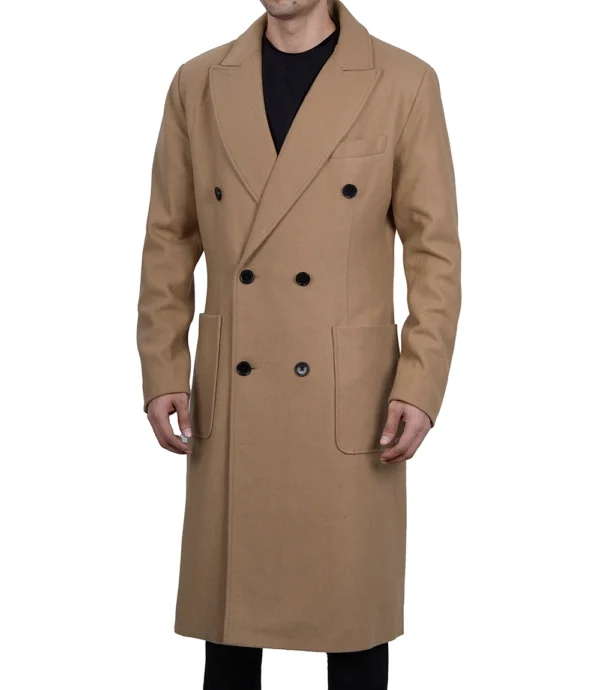 Double Breasted Beige Wool Coat