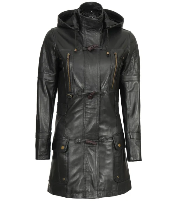 Black 3 4 Length Leather Coat