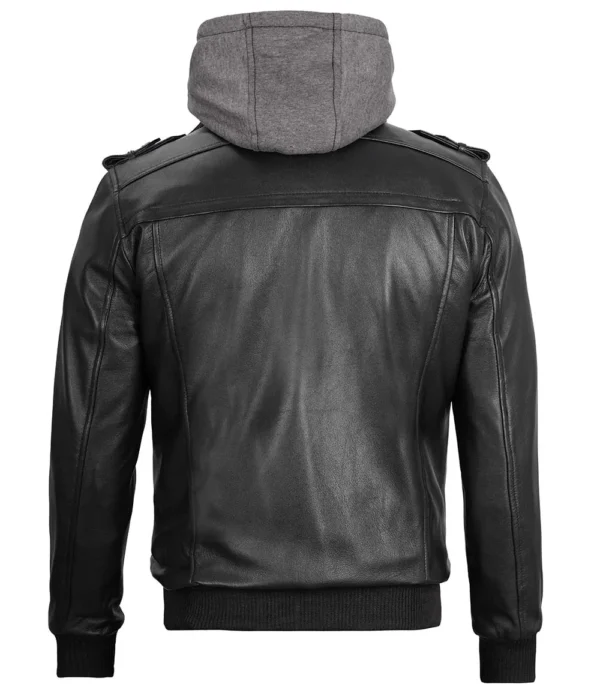 Black Bomber Men's Leather Jacket